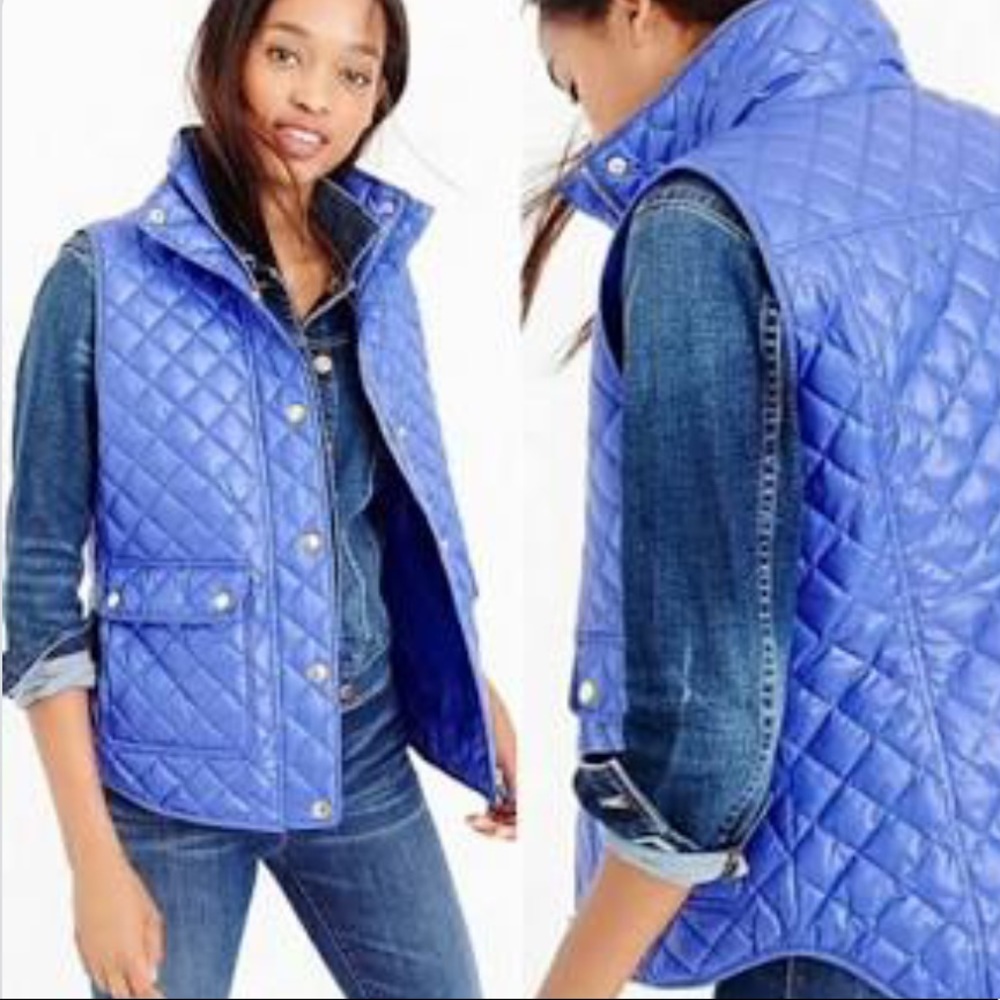 J Crew Navy Patent Down Filled vest, XS - Picture 2 of 8